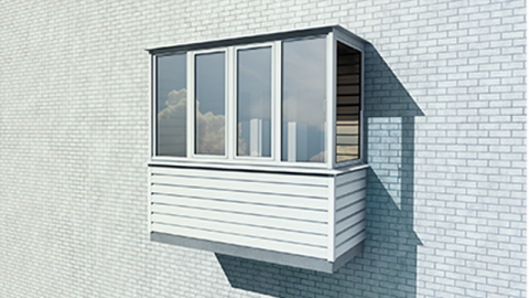 Остекление и оформление  Г-образного балкона